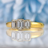 Ellibelle Jewellery Vintage 1998 Emerald-Cut Diamond 18ct Gold Three-Stone Engagement Ring (0.90cts)