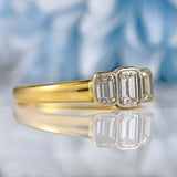 Ellibelle Jewellery Vintage 1998 Emerald-Cut Diamond 18ct Gold Three-Stone Engagement Ring (0.90cts)