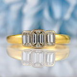 Ellibelle Jewellery Vintage 1998 Emerald-Cut Diamond 18ct Gold Three-Stone Engagement Ring (0.90cts)