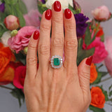Ellibelle Jewellery Vintage 1998 Emerald & Diamond 18ct Gold Cluster Engagement Ring (4.10cts)