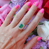 Ellibelle Jewellery Vintage 1998 Emerald & Diamond 18ct Gold Cluster Engagement Ring (4.10cts)