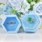 Ellibelle Jewellery Vintage 1998 Emerald & Diamond 18ct Gold Large Panel Ring