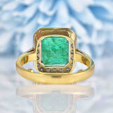 Ellibelle Jewellery Vintage 1998 Emerald & Diamond 18ct Gold Large Panel Ring