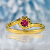 Ellibelle Jewellery Vintage 1998 Ruby & Diamond 18ct Gold Crossover Cluster Ring