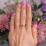 Ellibelle Jewellery Vintage 1998 Ruby & Diamond 18ct Gold Crossover Cluster Ring