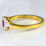 Ellibelle Jewellery Vintage 1998 Ruby & Diamond 18ct Gold Crossover Cluster Ring