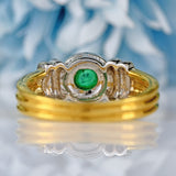 Ellibelle Jewellery Vintage 1999 Cabochon Emerald 18ct Gold Single-Stone Solitaire Ring