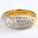 Ellibelle Jewellery Vintage 1999 Diamond Pavé Set 18ct Gold Wide Band Dome Ring