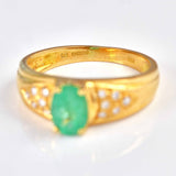 Ellibelle Jewellery Vintage 1999 Emerald & Diamond 18ct Gold Ring