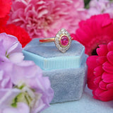 Ellibelle Jewellery Vintage 1999 Pink Sapphire & Diamond 18ct Gold Marquise-Cluster Ring