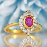 Ellibelle Jewellery Vintage 1999 Pink Sapphire & Diamond 18ct Gold Marquise-Cluster Ring