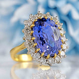 Ellibelle Jewellery Vintage 1999 Sapphire & Diamond 18ct Gold Cluster Engagement Ring (9.03ct)
