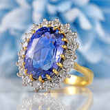 Ellibelle Jewellery Vintage 1999 Sapphire & Diamond 18ct Gold Cluster Engagement Ring (9.03ct)