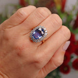 Ellibelle Jewellery Vintage 1999 Sapphire & Diamond 18ct Gold Cluster Engagement Ring (9.03ct)