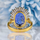 Ellibelle Jewellery Vintage 1999 Sapphire & Diamond 18ct Gold Cluster Engagement Ring (9.03ct)