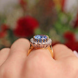 Ellibelle Jewellery Vintage 1999 Sapphire & Diamond 18ct Gold Cluster Engagement Ring (9.03ct)