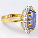 Ellibelle Jewellery Vintage 1999 Sapphire & Diamond 18ct Gold Cluster Engagement Ring (9.03ct)