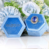 Ellibelle Jewellery Vintage 1999 Sapphire & Diamond 18ct Gold Cluster Engagement Ring (9.03ct)