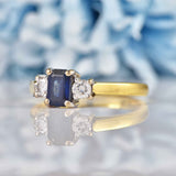 Ellibelle Jewellery Vintage 1999 Sapphire & Diamond Three-Stone Engagement Ring