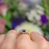 Ellibelle Jewellery Vintage 1999 Sapphire & Diamond Three-Stone Engagement Ring