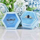 Ellibelle Jewellery Vintage 2.25ct Sapphire & Diamond Gold Platinum Three-Stone Engagement Ring