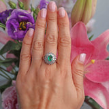 Ellibelle Jewellery Vintage 2000 Emerald & Diamond 18ct White Gold Cluster Ring