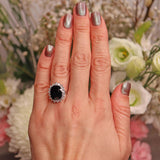 Ellibelle Jewellery Vintage 5.50-Carat Sapphire & Diamond White Gold Cluster Engagement Ring