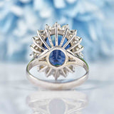 Ellibelle Jewellery Vintage 5.50-Carat Sapphire & Diamond White Gold Cluster Engagement Ring
