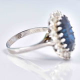Ellibelle Jewellery Vintage 5.50-Carat Sapphire & Diamond White Gold Cluster Engagement Ring