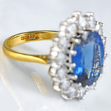 Ellibelle Jewellery Vintage 7.03 Carat Sapphire & Diamond 18ct Gold Cluster Ring