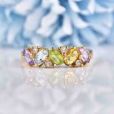 Ellibelle Jewellery Vintage 9ct Gold Multi-Gem Cluster Ring