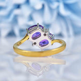 Ellibelle Jewellery Vintage Amethyst & Diamond 18ct Gold 'Toi et Moi' Ring