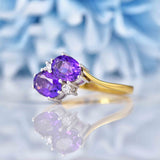Ellibelle Jewellery Vintage Amethyst & Diamond 18ct Gold 'Toi et Moi' Ring