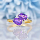 Ellibelle Jewellery Vintage Amethyst & Diamond 18ct Gold 'Toi et Moi' Ring