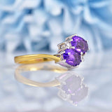 Ellibelle Jewellery Vintage Amethyst & Diamond 18ct Gold 'Toi et Moi' Ring