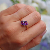 Ellibelle Jewellery Vintage Amethyst & Diamond 18ct Gold 'Toi et Moi' Ring
