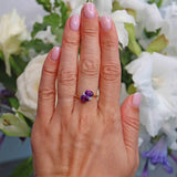 Ellibelle Jewellery Vintage Amethyst & Diamond 18ct Gold 'Toi et Moi' Ring