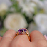 Ellibelle Jewellery Vintage Amethyst & Diamond 18ct Gold 'Toi et Moi' Ring
