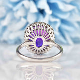 Ellibelle Jewellery Vintage Amethyst & Diamond 18ct White Gold Cluster Ring