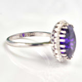 Ellibelle Jewellery Vintage Amethyst & Diamond 18ct White Gold Cluster Ring