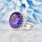 Ellibelle Jewellery Vintage Amethyst & Diamond 18ct White Gold Cluster Ring