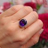 Ellibelle Jewellery Vintage Amethyst & Diamond 18ct White Gold Cluster Ring