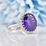Ellibelle Jewellery Vintage Amethyst & Diamond 18ct White Gold Cluster Ring