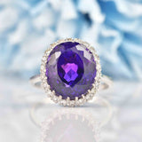 Ellibelle Jewellery Vintage Amethyst & Diamond 18ct White Gold Cluster Ring