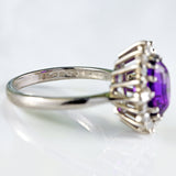 Ellibelle Jewellery Vintage Amethyst & Diamond White Gold Cluster Ring By Cropp and Farr