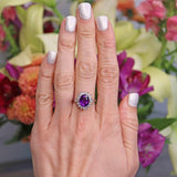 Ellibelle Jewellery Vintage Amethyst & Diamond White Gold Cluster Ring By Cropp and Farr