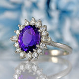 Ellibelle Jewellery Vintage Amethyst & Diamond White Gold Cluster Ring By Cropp and Farr