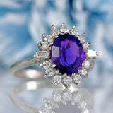 Ellibelle Jewellery Vintage Amethyst & Diamond White Gold Cluster Ring By Cropp and Farr