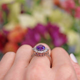 Ellibelle Jewellery Vintage Amethyst & Diamond White Gold Cluster Ring By Cropp and Farr