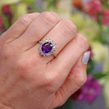 Ellibelle Jewellery Vintage Amethyst & Diamond White Gold Cluster Ring By Cropp and Farr